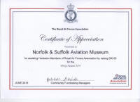 Certificate of Appreciation from RAFA
